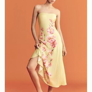 Anthropologie Yellow Floral Maxi Dress
